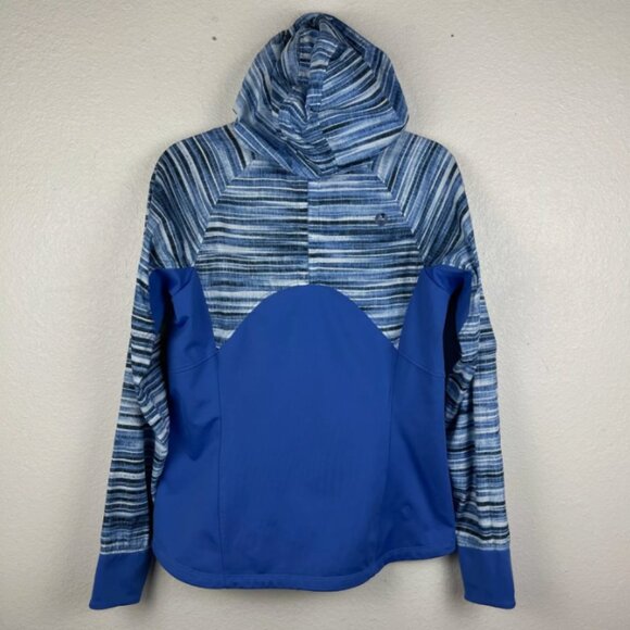 Marmot Muse Jacket Women's‎ M Hooded Full Zip Striped Blue Lavender Wind Breaker - Picture 4 of 14